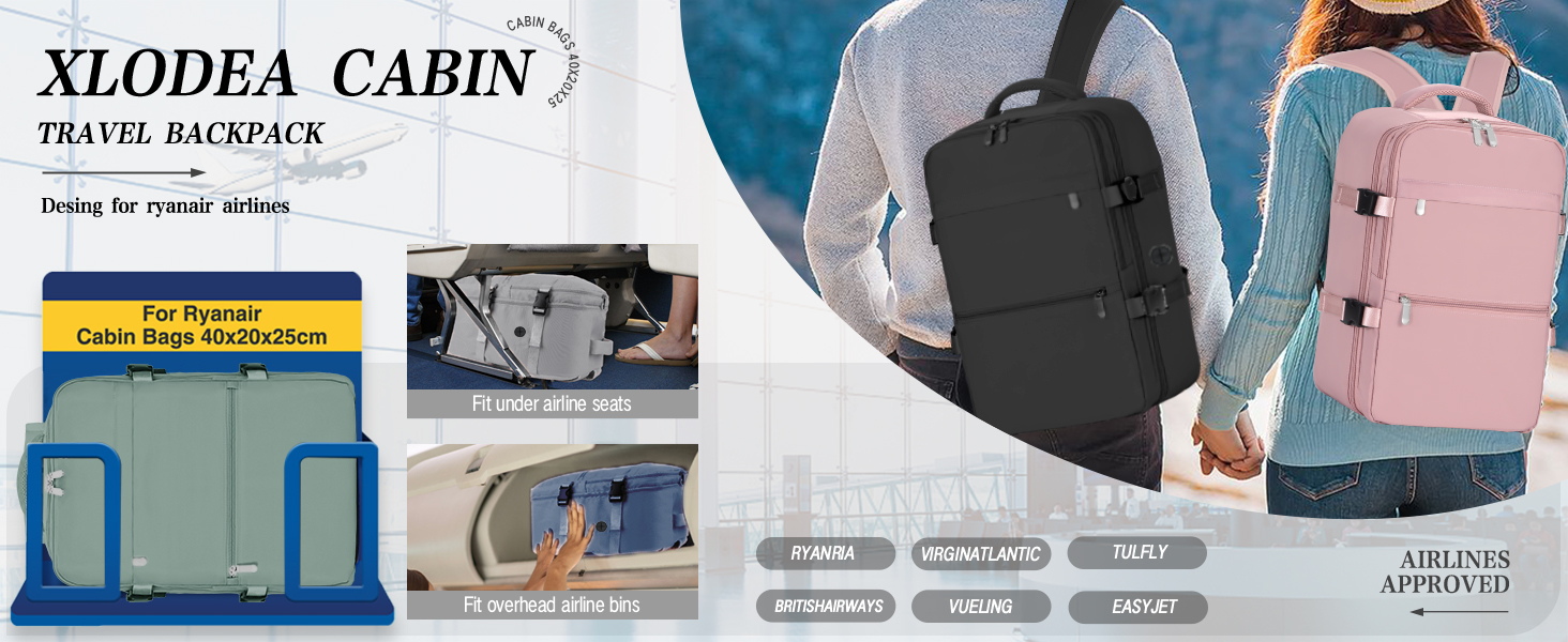 Ryanair Cabin Bags 40x20x25 Underseat Cabin Bag Travel Backpack Cabin Size for Ryanair Backpack