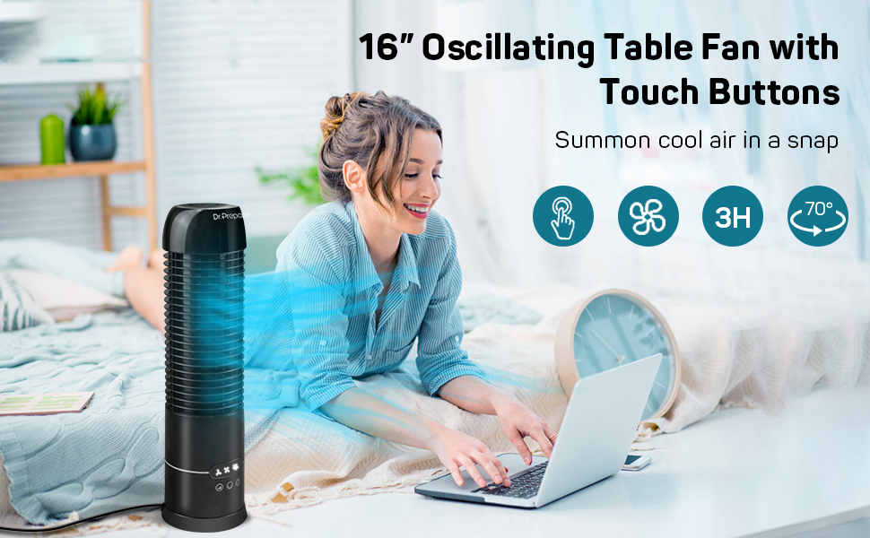 16 inch Oscillating Table Fan with Touch Buttons