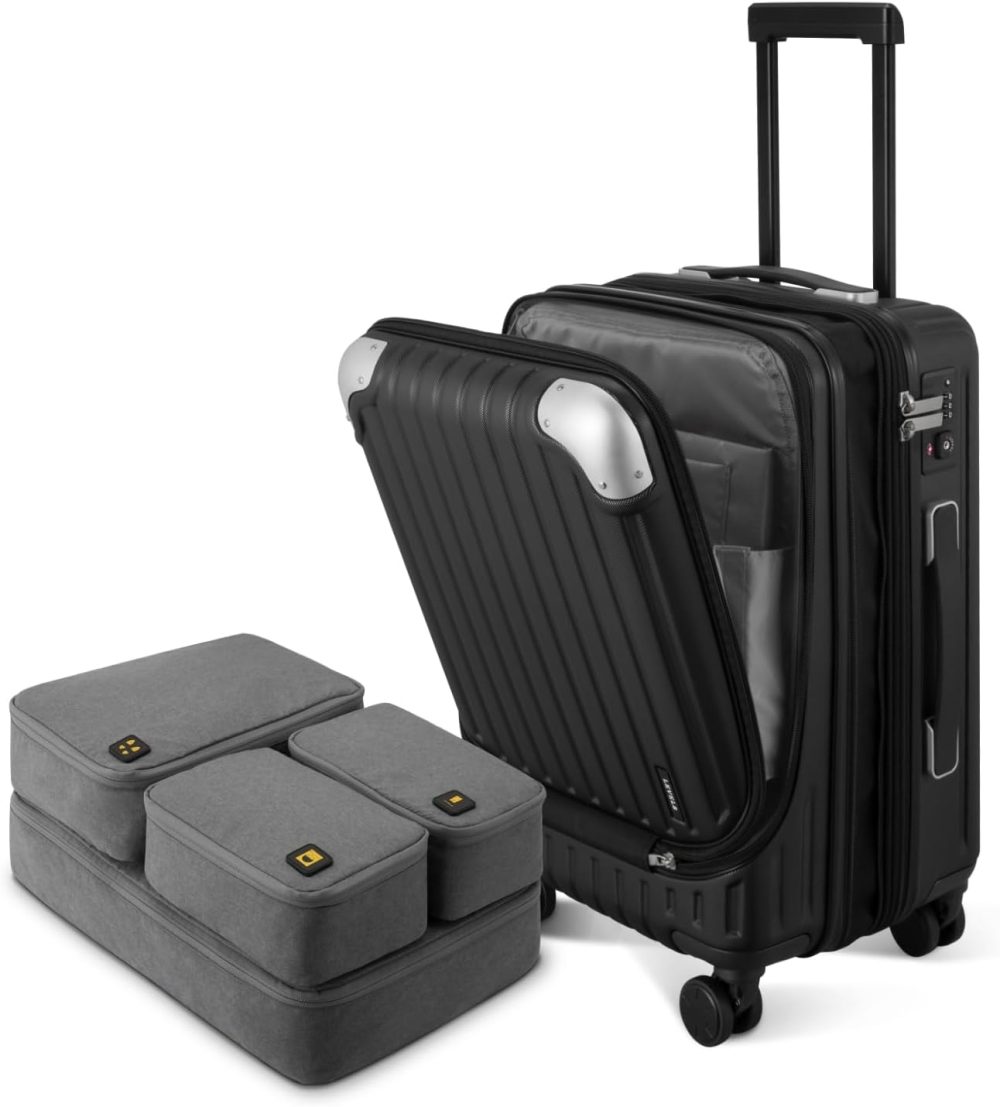 LEVEL8 Carry-on Suitcase 20-Inch with Laptop Compartment, Expandable Hand Luggage Case, ABS+PC Hardshell Spinner Trolley Lightweight 4 Wheels Cabin Size with TSA, Grey - Image 38