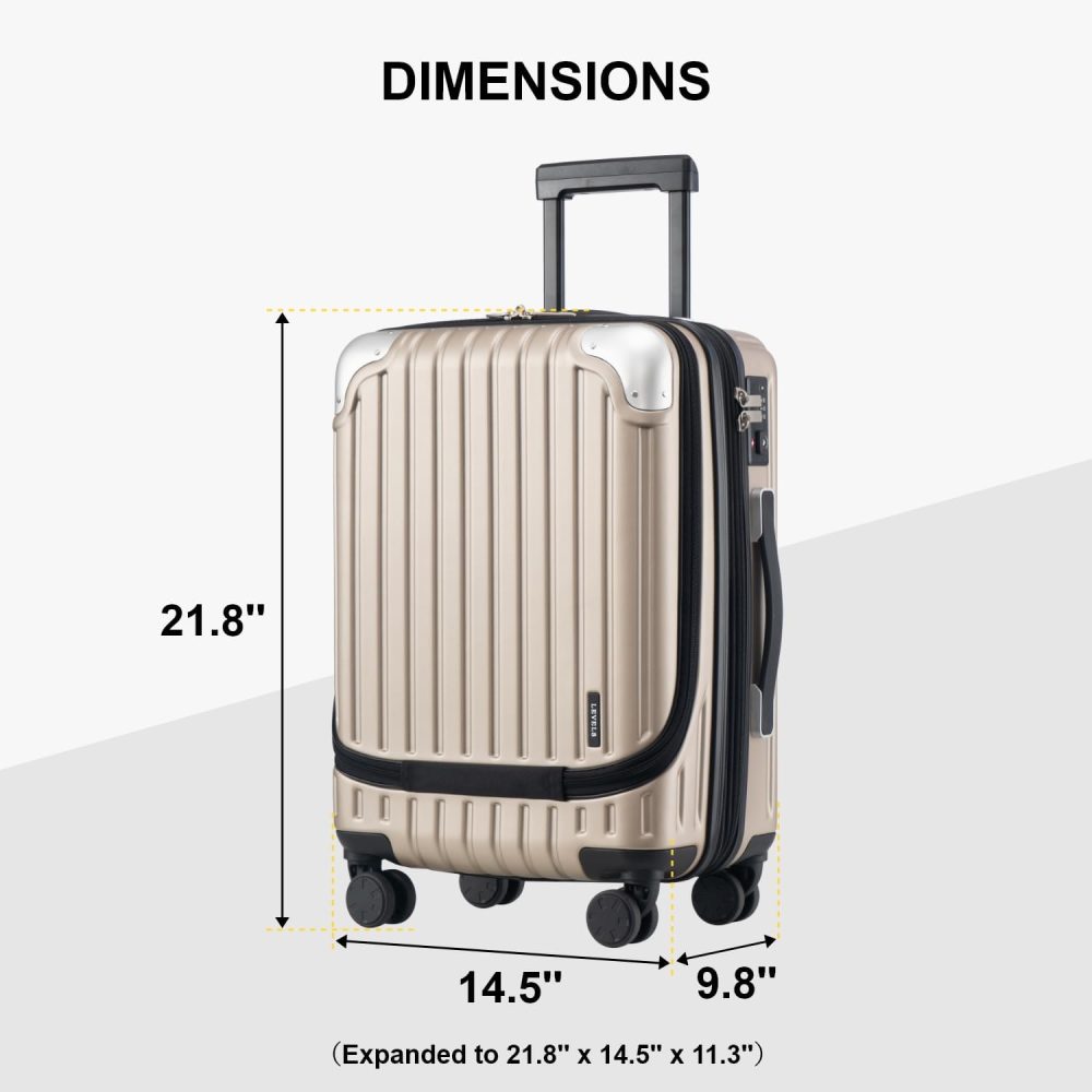 LEVEL8 Carry-on Suitcase 20-Inch with Laptop Compartment, Expandable Hand Luggage Case, ABS+PC Hardshell Spinner Trolley Lightweight 4 Wheels Cabin Size with TSA, Grey - Image 23