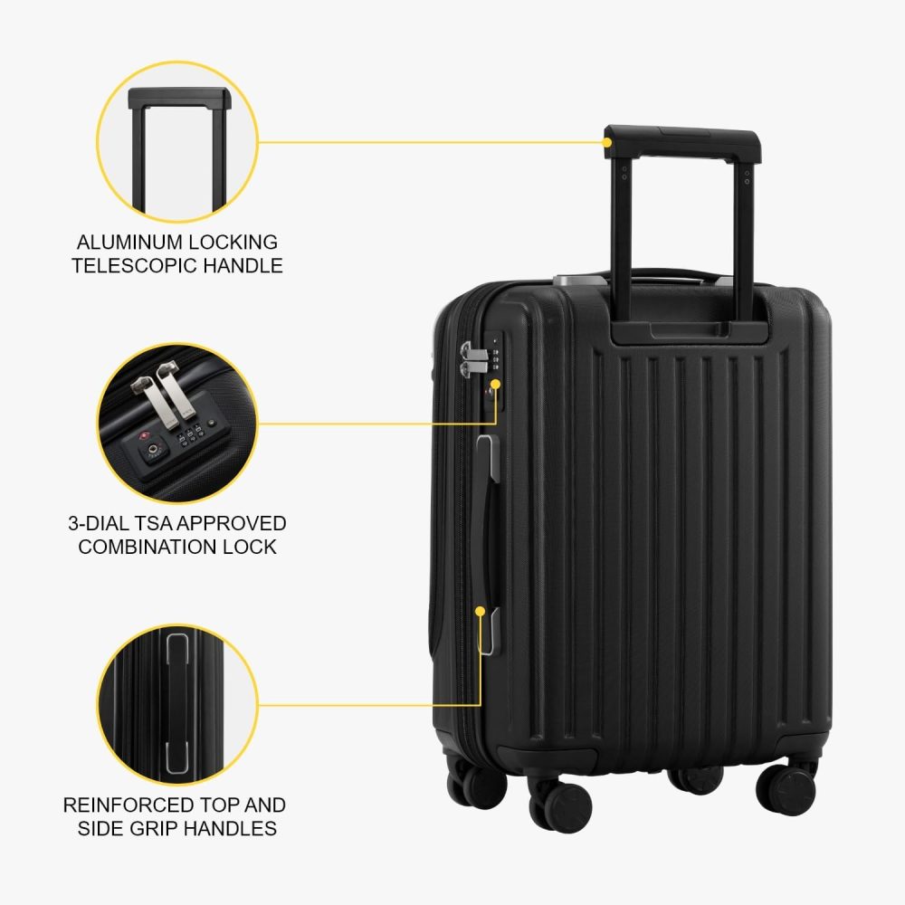 LEVEL8 Carry-on Suitcase 20-Inch with Laptop Compartment, Expandable Hand Luggage Case, ABS+PC Hardshell Spinner Trolley Lightweight 4 Wheels Cabin Size with TSA, Grey - Image 30
