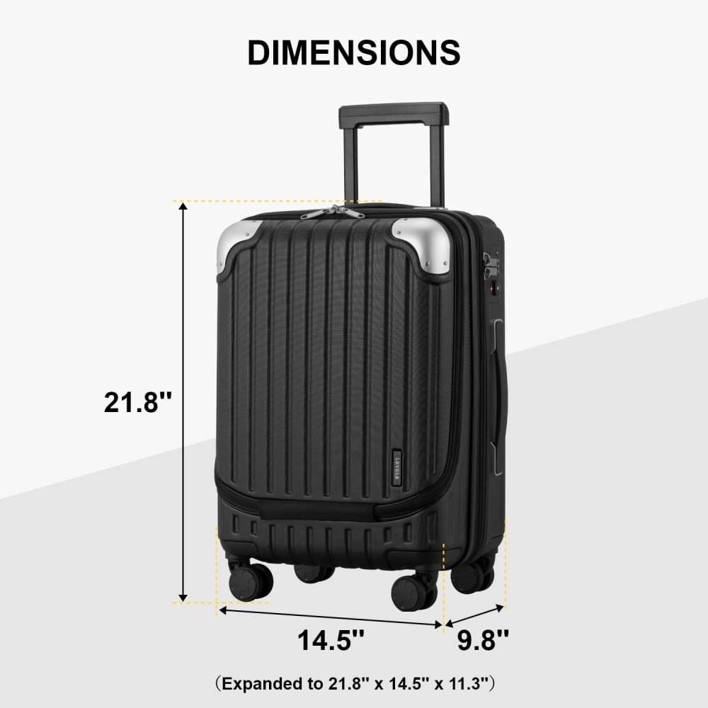 LEVEL8 Carry-on Suitcase 20-Inch with Laptop Compartment, Expandable Hand Luggage Case, ABS+PC Hardshell Spinner Trolley Lightweight 4 Wheels Cabin Size with TSA, Grey - Image 31