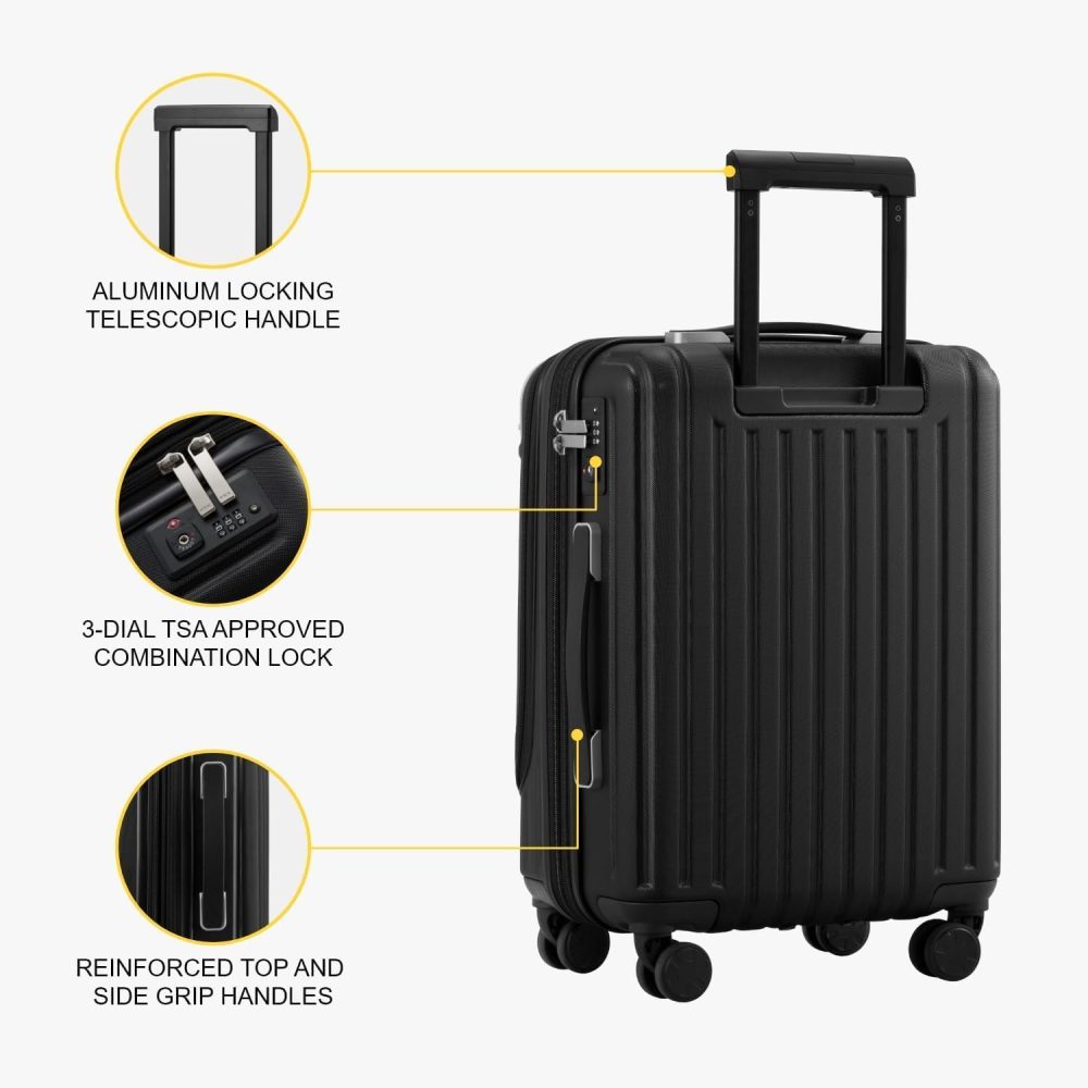 LEVEL8 Carry-on Suitcase 20-Inch with Laptop Compartment, Expandable Hand Luggage Case, ABS+PC Hardshell Spinner Trolley Lightweight 4 Wheels Cabin Size with TSA, Grey - Image 46