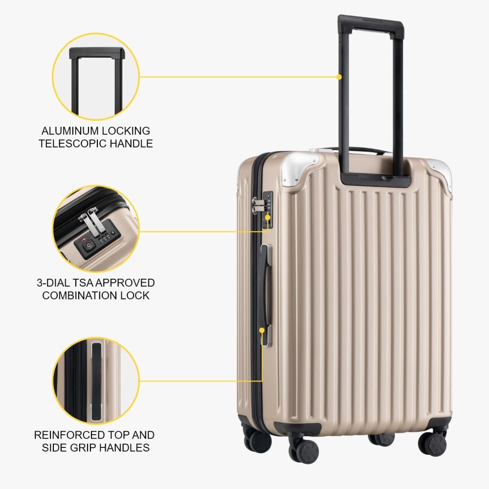 LEVEL8 Carry-on Suitcase 20-Inch with Laptop Compartment, Expandable Hand Luggage Case, ABS+PC Hardshell Spinner Trolley Lightweight 4 Wheels Cabin Size with TSA, Grey - Image 22