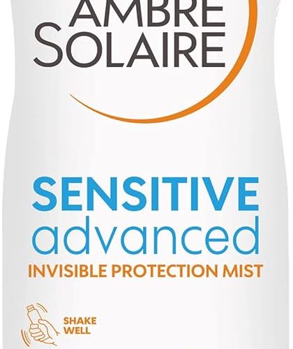 Garnier Ambre Solaire SPF 50+ Sensitive Advanced Dry Mist Sun Cream Spray, Water Resistant & Non Greasy Sunscreen, Fragrance Free, UVA & UVB Protection, Approved by Cruelty Free International, 150ml