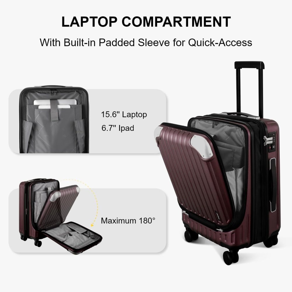 LEVEL8 Carry-on Suitcase 20-Inch with Laptop Compartment, Expandable Hand Luggage Case, ABS+PC Hardshell Spinner Trolley Lightweight 4 Wheels Cabin Size with TSA, Grey - Image 63