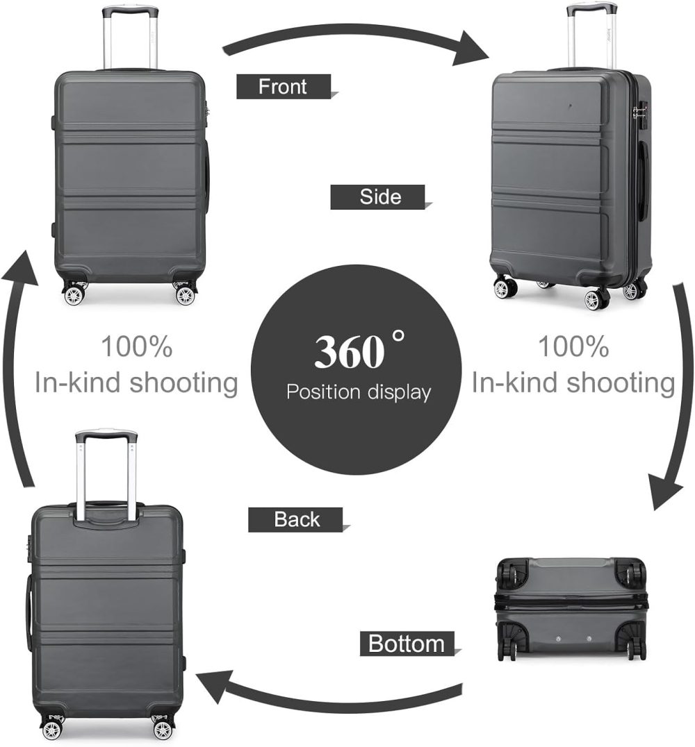 Kono Fashion Hand Luggage Lightweight ABS Hard Shell Trolley Travel Suitcase - Image 135
