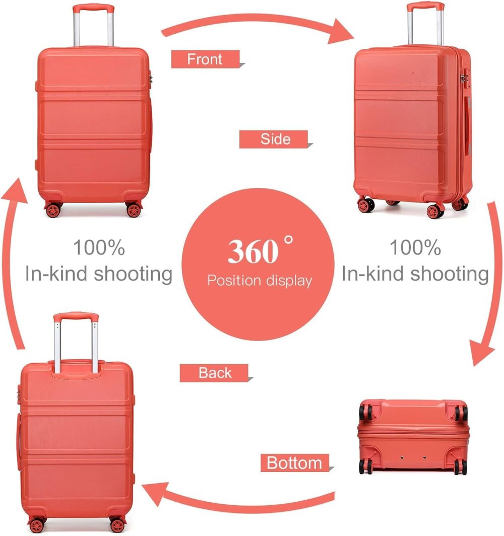 Kono Fashion Hand Luggage Lightweight ABS Hard Shell Trolley Travel Suitcase - Image 133