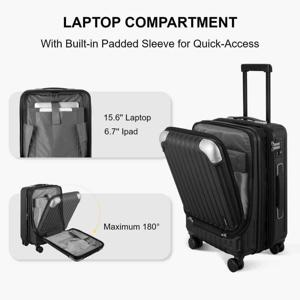 LEVEL8 Carry-on Suitcase 20-Inch with Laptop Compartment, Expandable Hand Luggage Case, ABS+PC Hardshell Spinner Trolley Lightweight 4 Wheels Cabin Size with TSA, Grey - Image 40