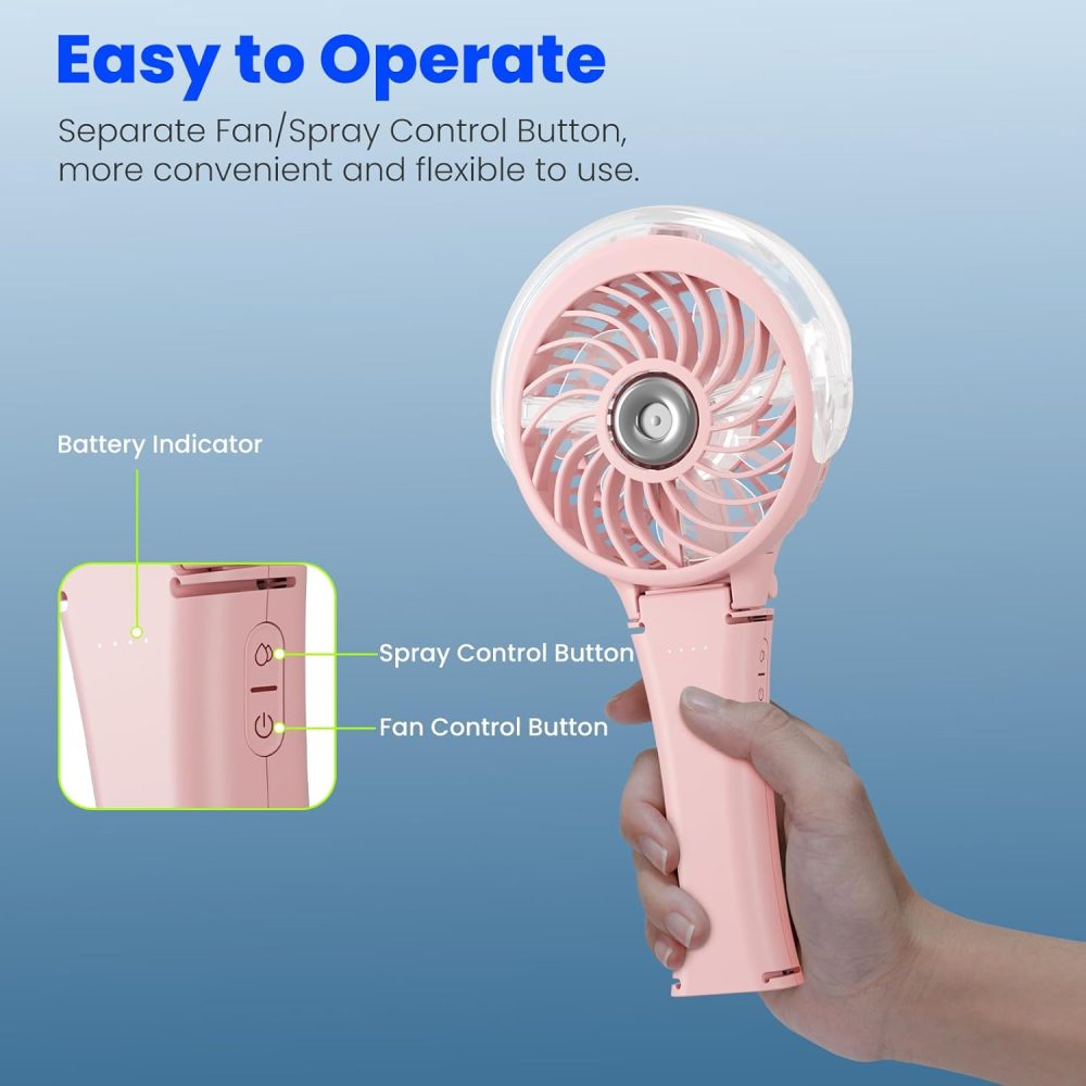 HandFan Upgraded Portable Handheld Misting Fan, Rechargeable Personal Mister Fan, Spray Water Mist Fans, Foldable Mini cooling Hand Fans for Summer Beach Travel Concerts, Gifts for Women(Royal Blue) - Image 60