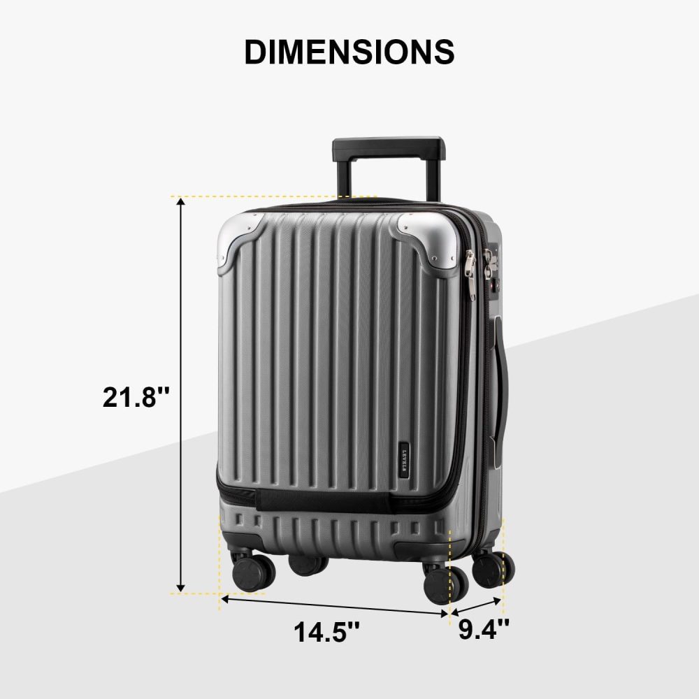 LEVEL8 Carry-on Suitcase 20-Inch with Laptop Compartment, Expandable Hand Luggage Case, ABS+PC Hardshell Spinner Trolley Lightweight 4 Wheels Cabin Size with TSA, Grey - Image 53