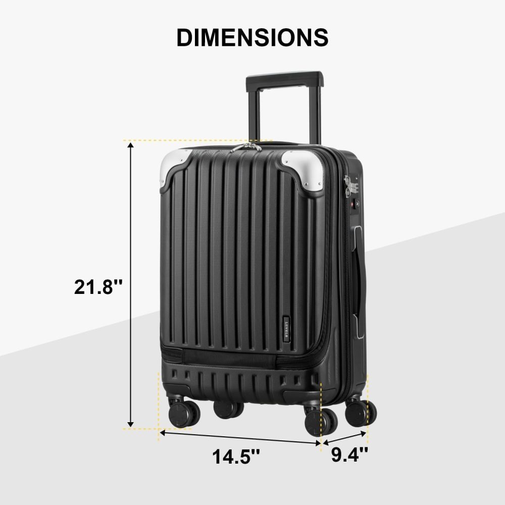 LEVEL8 Carry-on Suitcase 20-Inch with Laptop Compartment, Expandable Hand Luggage Case, ABS+PC Hardshell Spinner Trolley Lightweight 4 Wheels Cabin Size with TSA, Grey - Image 58
