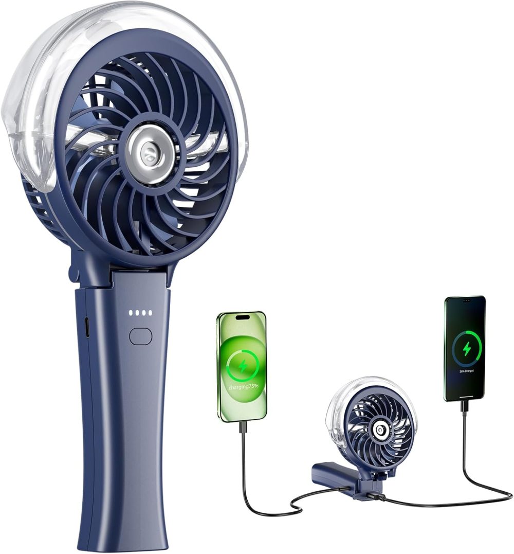 HandFan Upgraded Portable Handheld Misting Fan, Rechargeable Personal Mister Fan, Spray Water Mist Fans, Foldable Mini cooling Hand Fans for Summer Beach Travel Concerts, Gifts for Women(Royal Blue) - Image 81