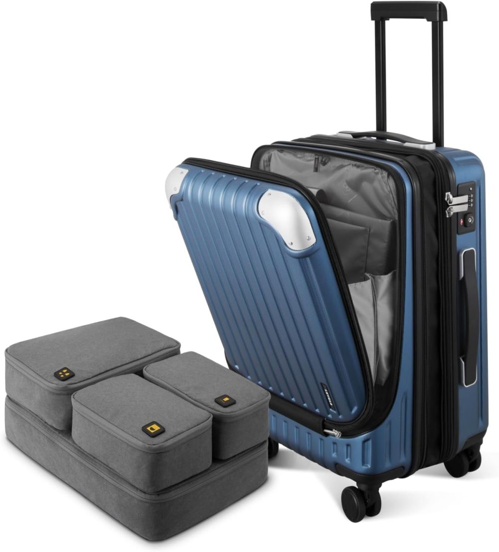 LEVEL8 Carry-on Suitcase 20-Inch with Laptop Compartment, Expandable Hand Luggage Case, ABS+PC Hardshell Spinner Trolley Lightweight 4 Wheels Cabin Size with TSA, Grey - Image 107