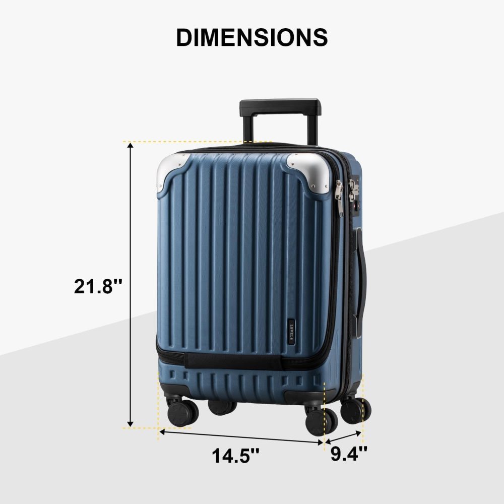 LEVEL8 Carry-on Suitcase 20-Inch with Laptop Compartment, Expandable Hand Luggage Case, ABS+PC Hardshell Spinner Trolley Lightweight 4 Wheels Cabin Size with TSA, Grey - Image 98