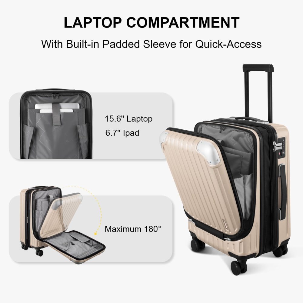 LEVEL8 Carry-on Suitcase 20-Inch with Laptop Compartment, Expandable Hand Luggage Case, ABS+PC Hardshell Spinner Trolley Lightweight 4 Wheels Cabin Size with TSA, Grey - Image 17