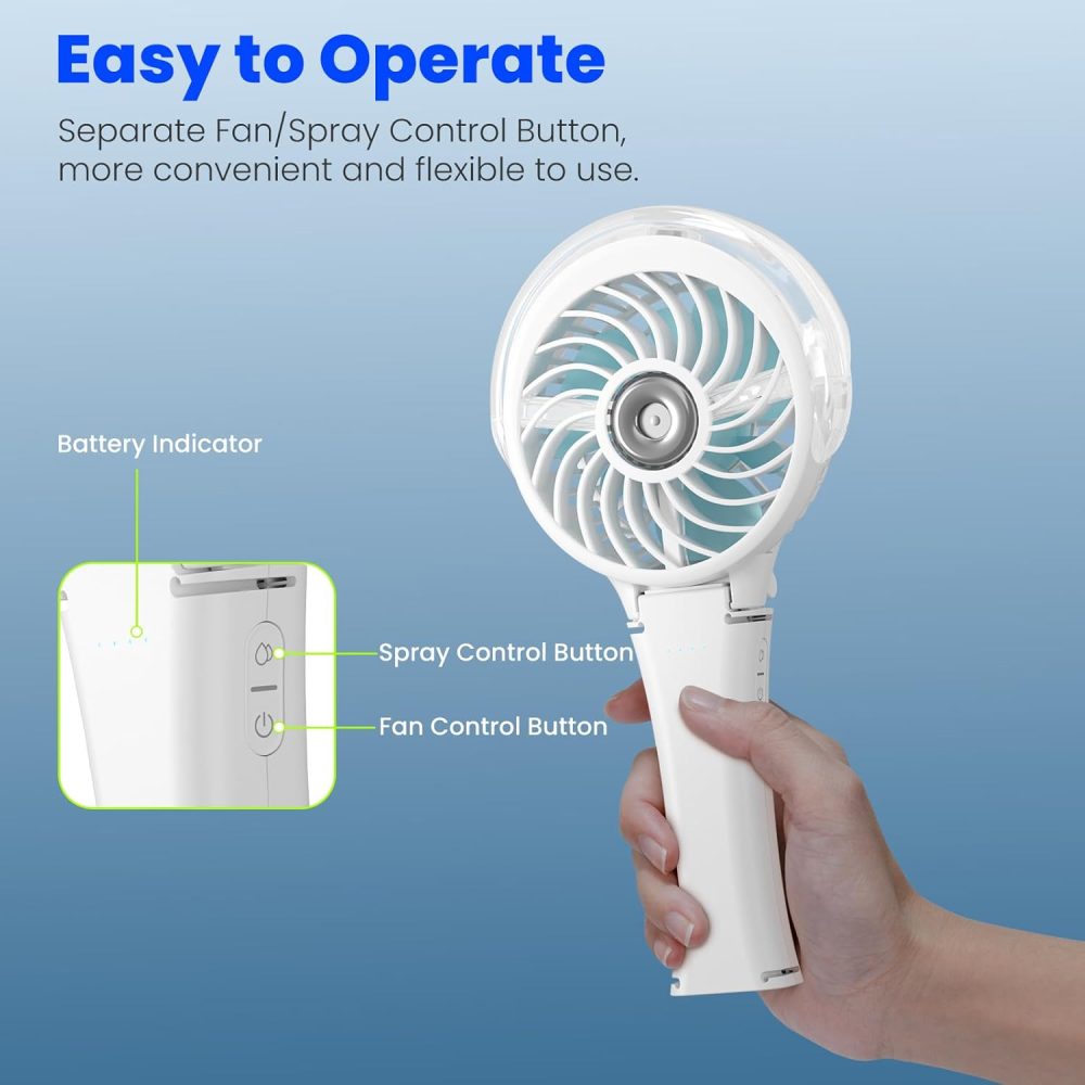 HandFan Upgraded Portable Handheld Misting Fan, Rechargeable Personal Mister Fan, Spray Water Mist Fans, Foldable Mini cooling Hand Fans for Summer Beach Travel Concerts, Gifts for Women(Royal Blue) - Image 46