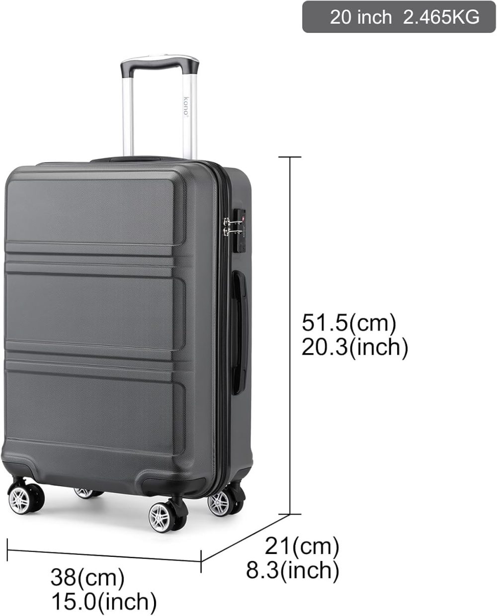 Kono Fashion Hand Luggage Lightweight ABS Hard Shell Trolley Travel Suitcase - Image 141