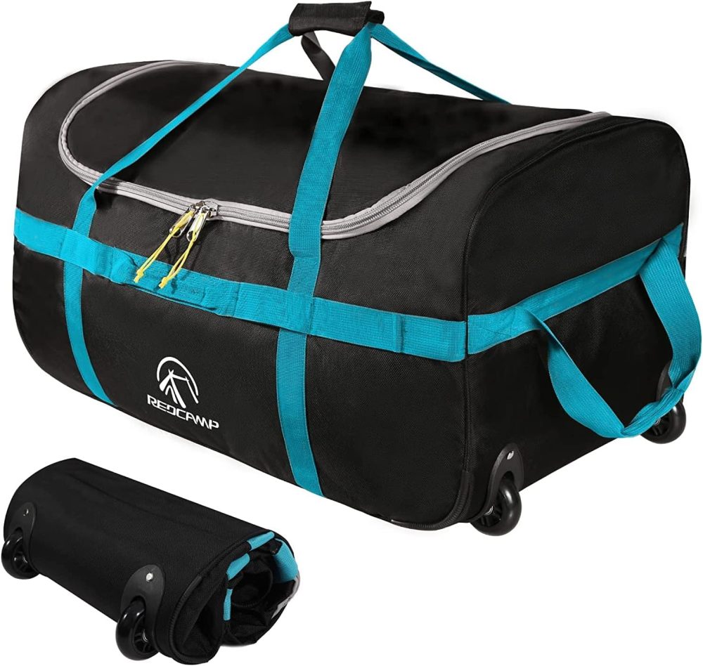 REDCAMP 120L Extra Large Holdall with Wheels, Foldable Wheeled Duffle Bag Travel Bag,Lightweight Waterproof Soft Suitcase Luggage with Rollers for Camping Sports Outdoor, Black - Image 44