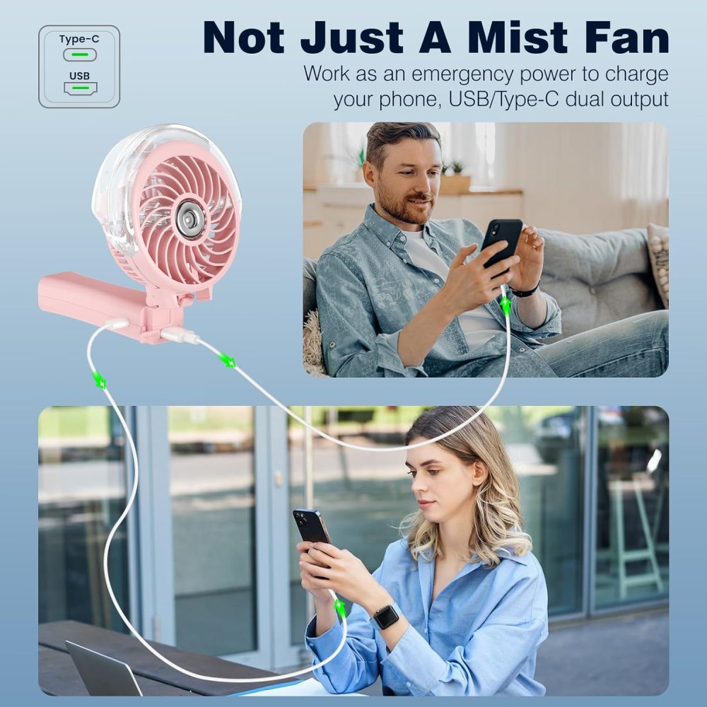 HandFan Upgraded Portable Handheld Misting Fan, Rechargeable Personal Mister Fan, Spray Water Mist Fans, Foldable Mini cooling Hand Fans for Summer Beach Travel Concerts, Gifts for Women(Royal Blue) - Image 19