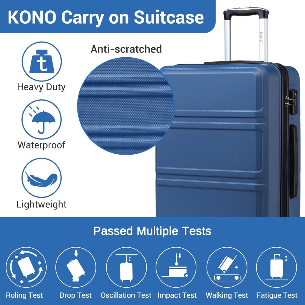 Kono Fashion Hand Luggage Lightweight ABS Hard Shell Trolley Travel Suitcase - Image 67