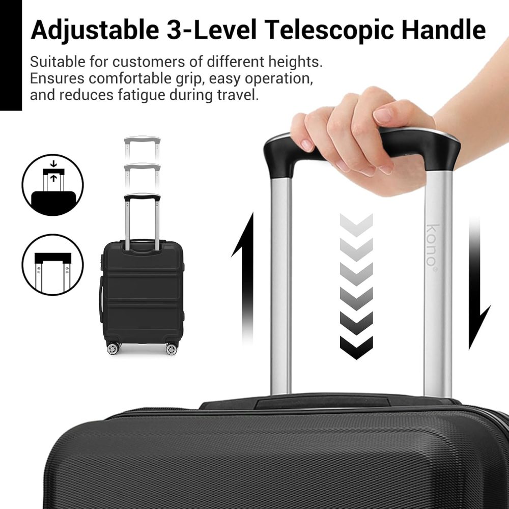 Kono Fashion Hand Luggage Lightweight ABS Hard Shell Trolley Travel Suitcase - Image 22