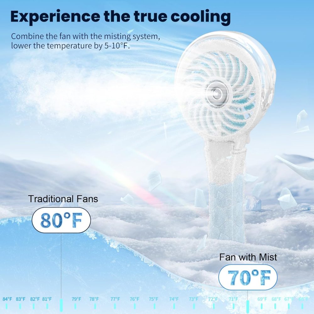 HandFan Upgraded Portable Handheld Misting Fan, Rechargeable Personal Mister Fan, Spray Water Mist Fans, Foldable Mini cooling Hand Fans for Summer Beach Travel Concerts, Gifts for Women(Royal Blue) - Image 32