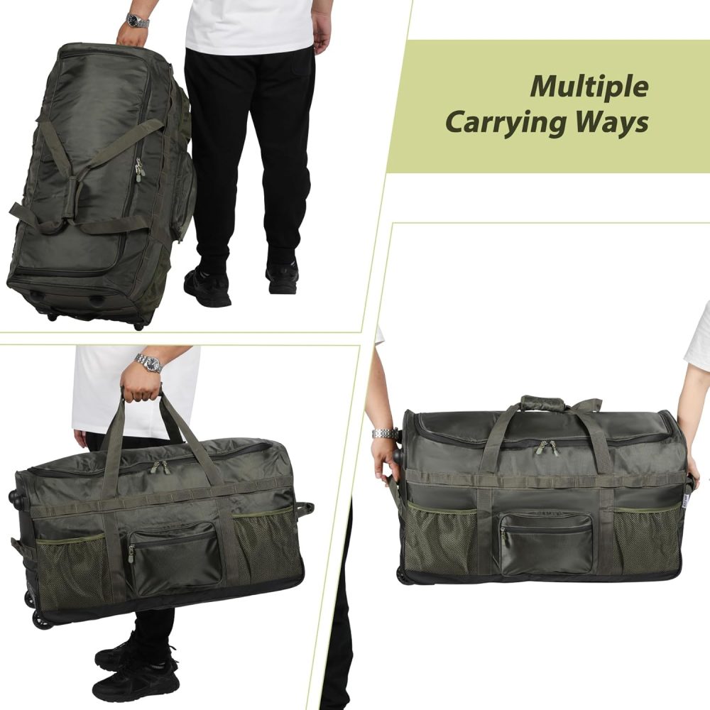 REDCAMP 120L Extra Large Holdall with Wheels, Foldable Wheeled Duffle Bag Travel Bag,Lightweight Waterproof Soft Suitcase Luggage with Rollers for Camping Sports Outdoor, Black - Image 41