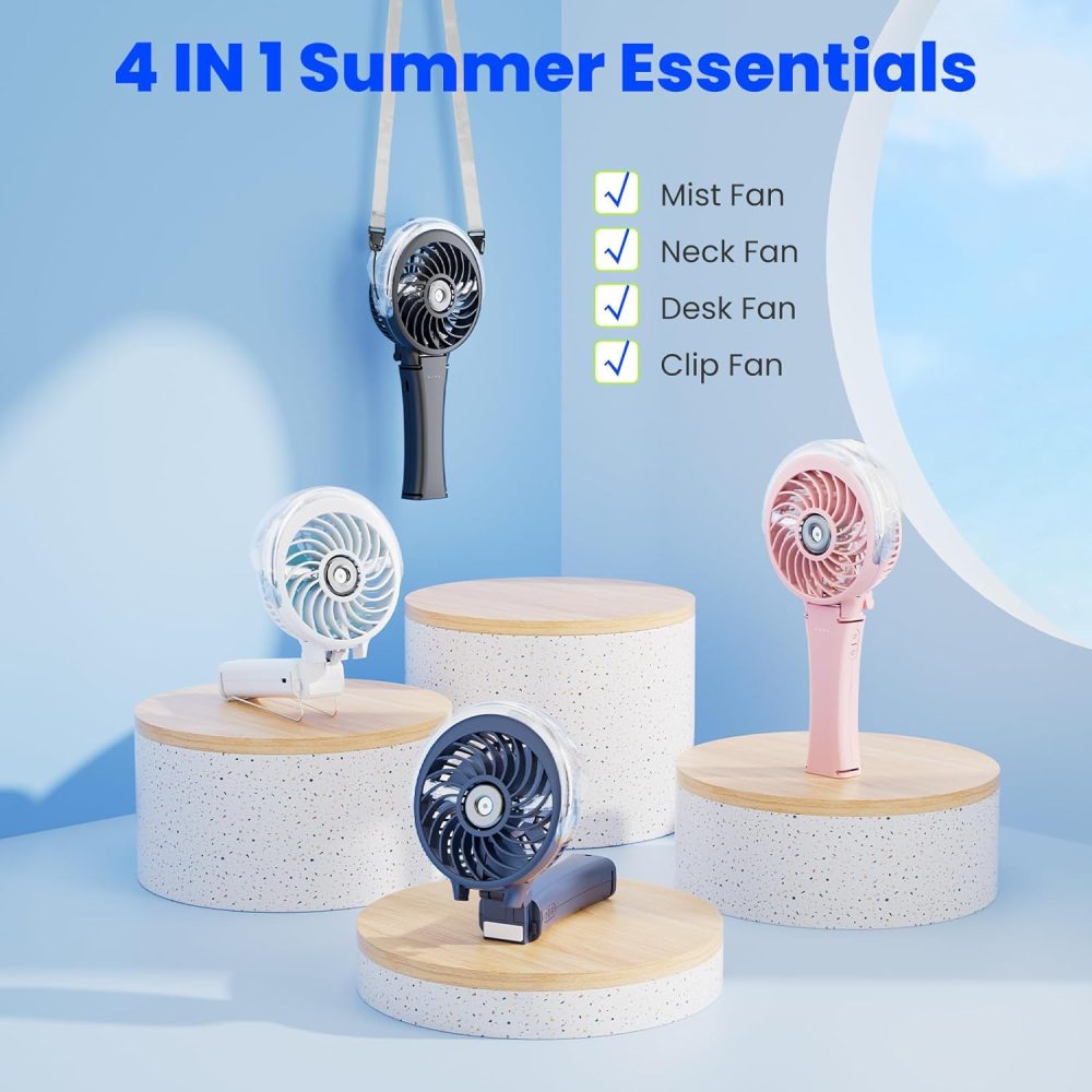 HandFan Upgraded Portable Handheld Misting Fan, Rechargeable Personal Mister Fan, Spray Water Mist Fans, Foldable Mini cooling Hand Fans for Summer Beach Travel Concerts, Gifts for Women(Royal Blue) - Image 4