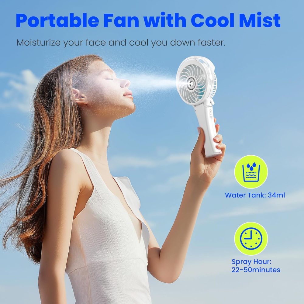 HandFan Upgraded Portable Handheld Misting Fan, Rechargeable Personal Mister Fan, Spray Water Mist Fans, Foldable Mini cooling Hand Fans for Summer Beach Travel Concerts, Gifts for Women(Royal Blue) - Image 47