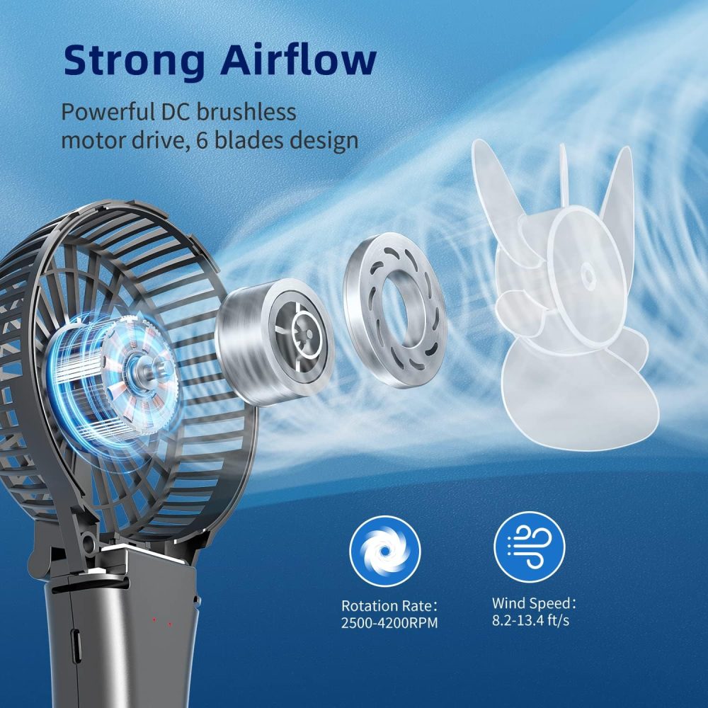 HandFan Upgraded Portable Handheld Misting Fan, Rechargeable Personal Mister Fan, Spray Water Mist Fans, Foldable Mini cooling Hand Fans for Summer Beach Travel Concerts, Gifts for Women(Royal Blue) - Image 79