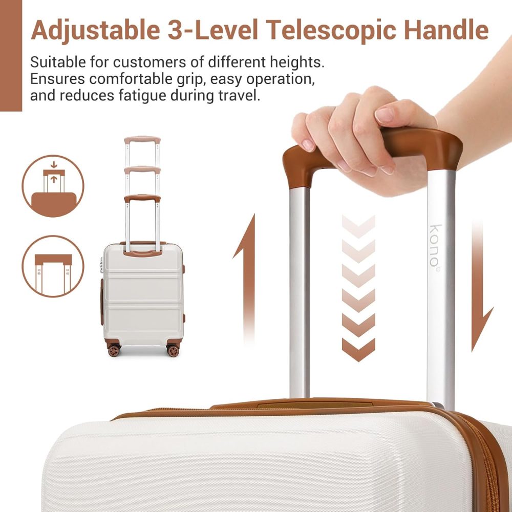 Kono Fashion Hand Luggage Lightweight ABS Hard Shell Trolley Travel Suitcase - Image 93