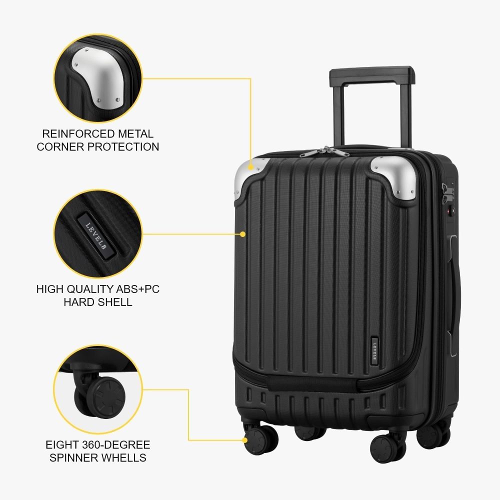 LEVEL8 Carry-on Suitcase 20-Inch with Laptop Compartment, Expandable Hand Luggage Case, ABS+PC Hardshell Spinner Trolley Lightweight 4 Wheels Cabin Size with TSA, Grey - Image 45