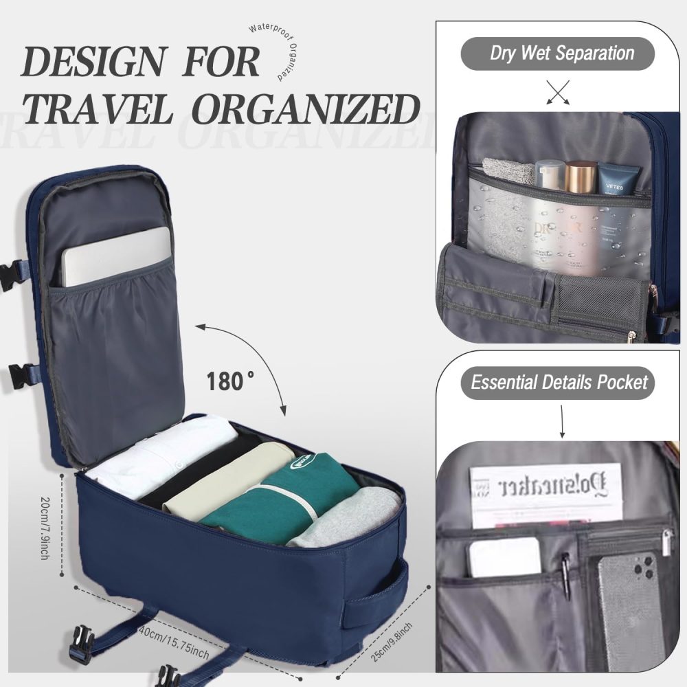 xlodea for Ryanair Cabin Bags 40x20x25 Underseat Cabin Bag Carry-ons Hand Luggage Bag Travel Backpack Cabin Size for Ryanair Backpack with Charging Port, Trolley Sleeve, Anti Theft Pocket - Image 18