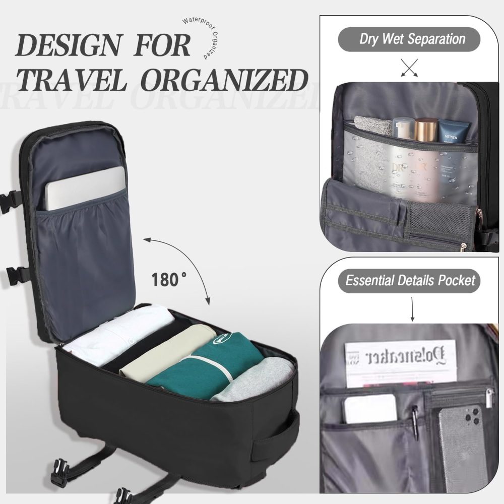 xlodea for Ryanair Cabin Bags 40x20x25 Underseat Cabin Bag Carry-ons Hand Luggage Bag Travel Backpack Cabin Size for Ryanair Backpack with Charging Port, Trolley Sleeve, Anti Theft Pocket - Image 31