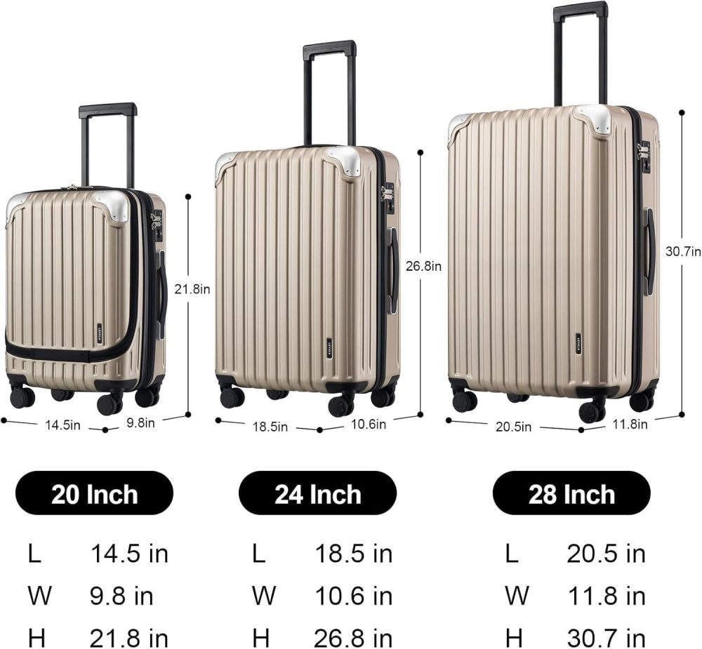 LEVEL8 Carry-on Suitcase 20-Inch with Laptop Compartment, Expandable Hand Luggage Case, ABS+PC Hardshell Spinner Trolley Lightweight 4 Wheels Cabin Size with TSA, Grey - Image 82
