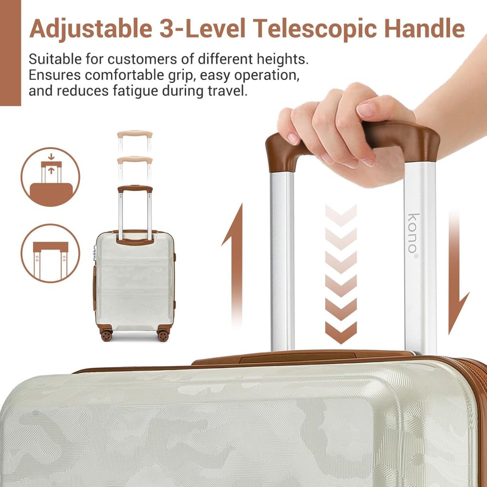 Kono Fashion Hand Luggage Lightweight ABS Hard Shell Trolley Travel Suitcase - Image 47