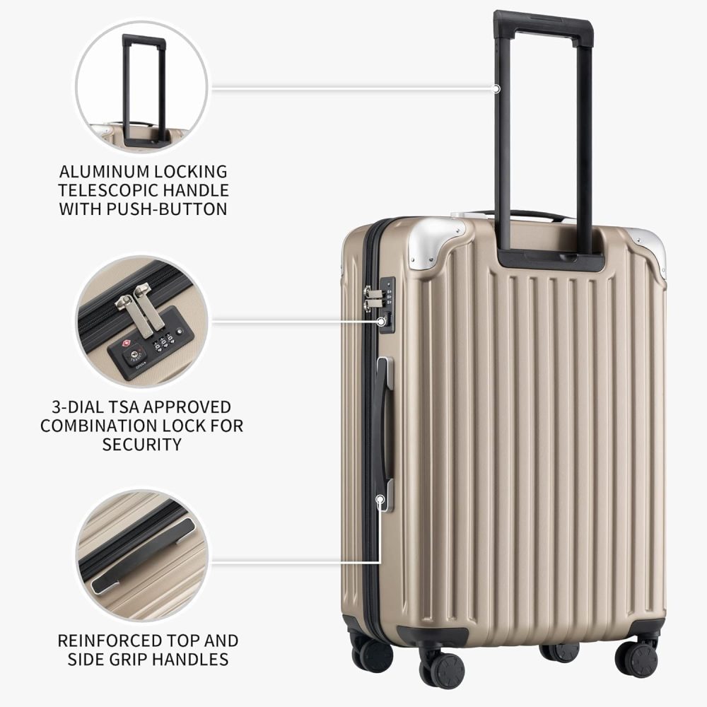 LEVEL8 Carry-on Suitcase 20-Inch with Laptop Compartment, Expandable Hand Luggage Case, ABS+PC Hardshell Spinner Trolley Lightweight 4 Wheels Cabin Size with TSA, Grey - Image 81