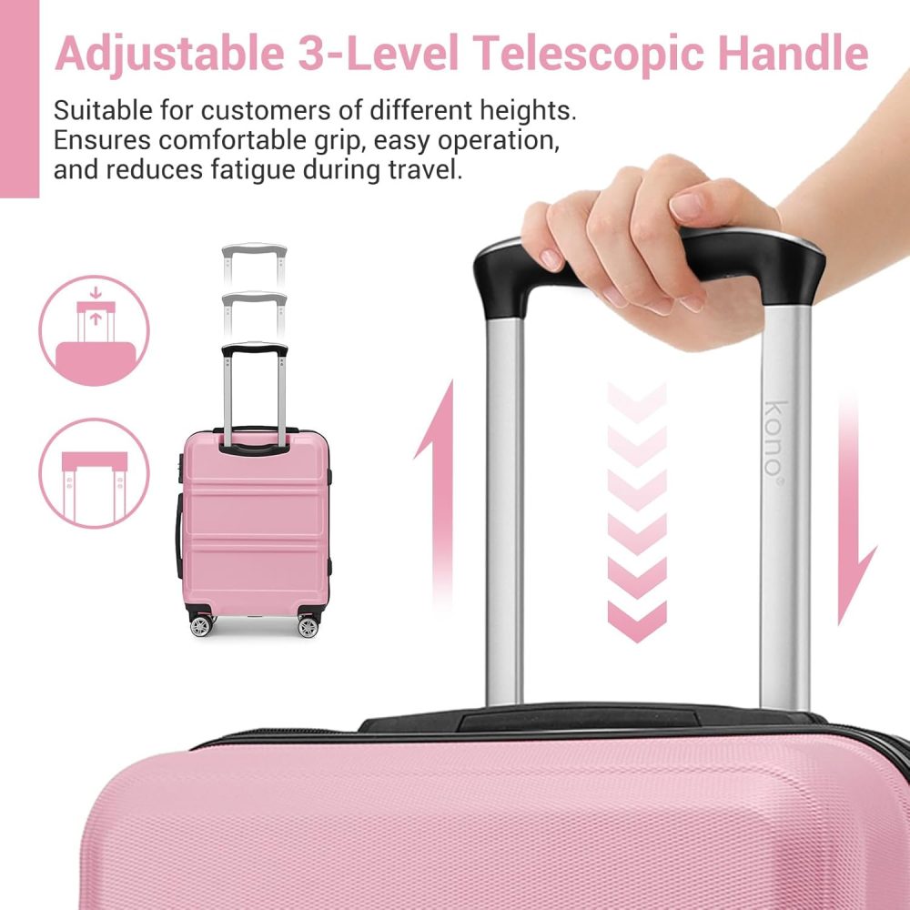 Kono Fashion Hand Luggage Lightweight ABS Hard Shell Trolley Travel Suitcase - Image 79