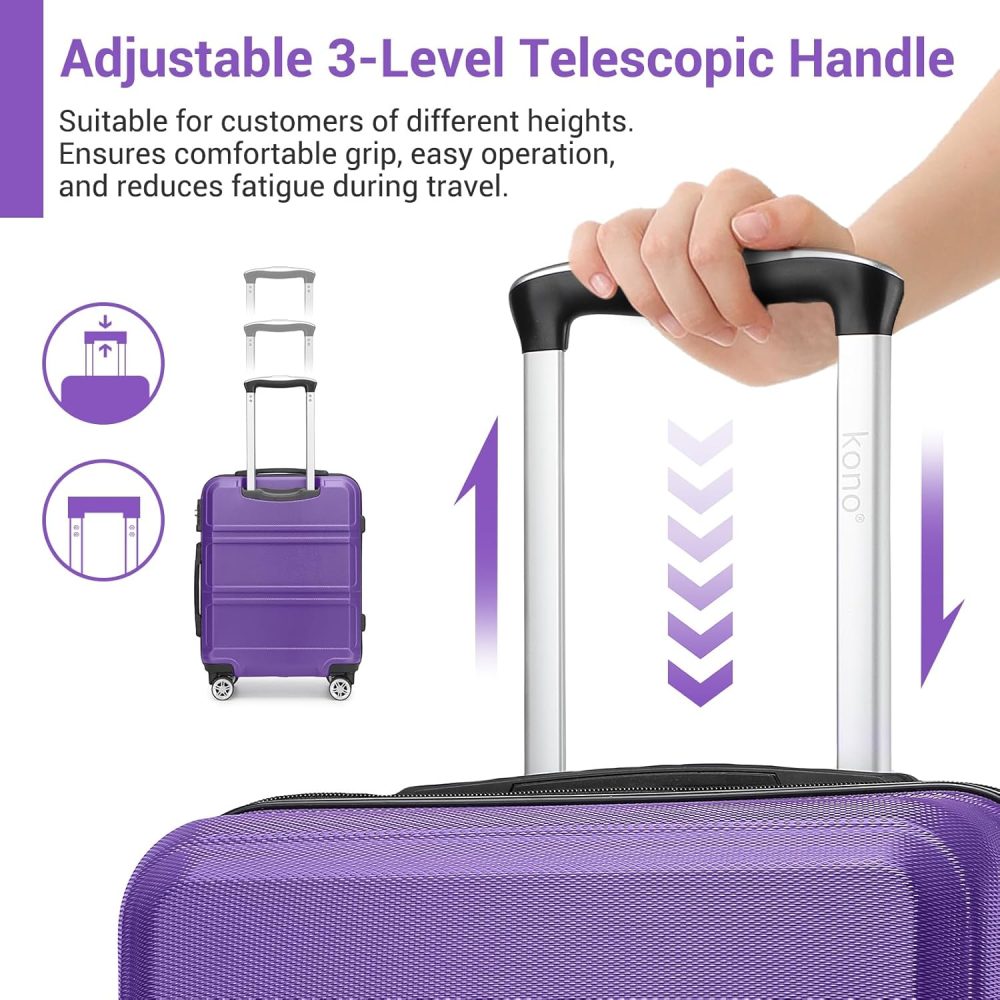 Kono Fashion Hand Luggage Lightweight ABS Hard Shell Trolley Travel Suitcase - Image 103