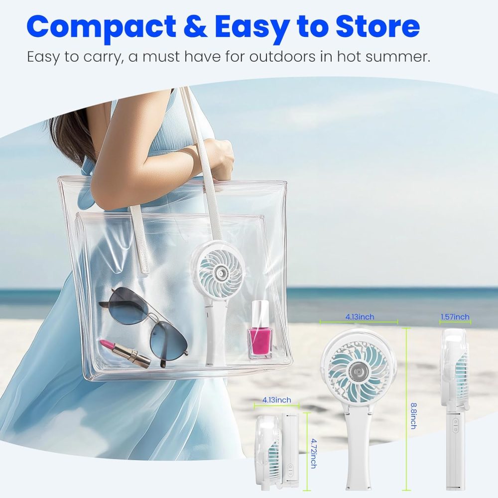 HandFan Upgraded Portable Handheld Misting Fan, Rechargeable Personal Mister Fan, Spray Water Mist Fans, Foldable Mini cooling Hand Fans for Summer Beach Travel Concerts, Gifts for Women(Royal Blue) - Image 49