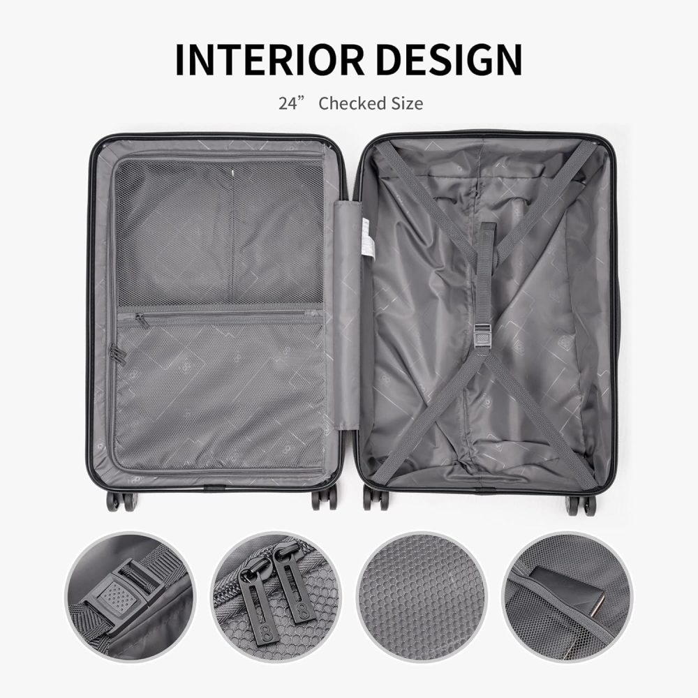 LEVEL8 Carry-on Suitcase 20-Inch with Laptop Compartment, Expandable Hand Luggage Case, ABS+PC Hardshell Spinner Trolley Lightweight 4 Wheels Cabin Size with TSA, Grey - Image 4
