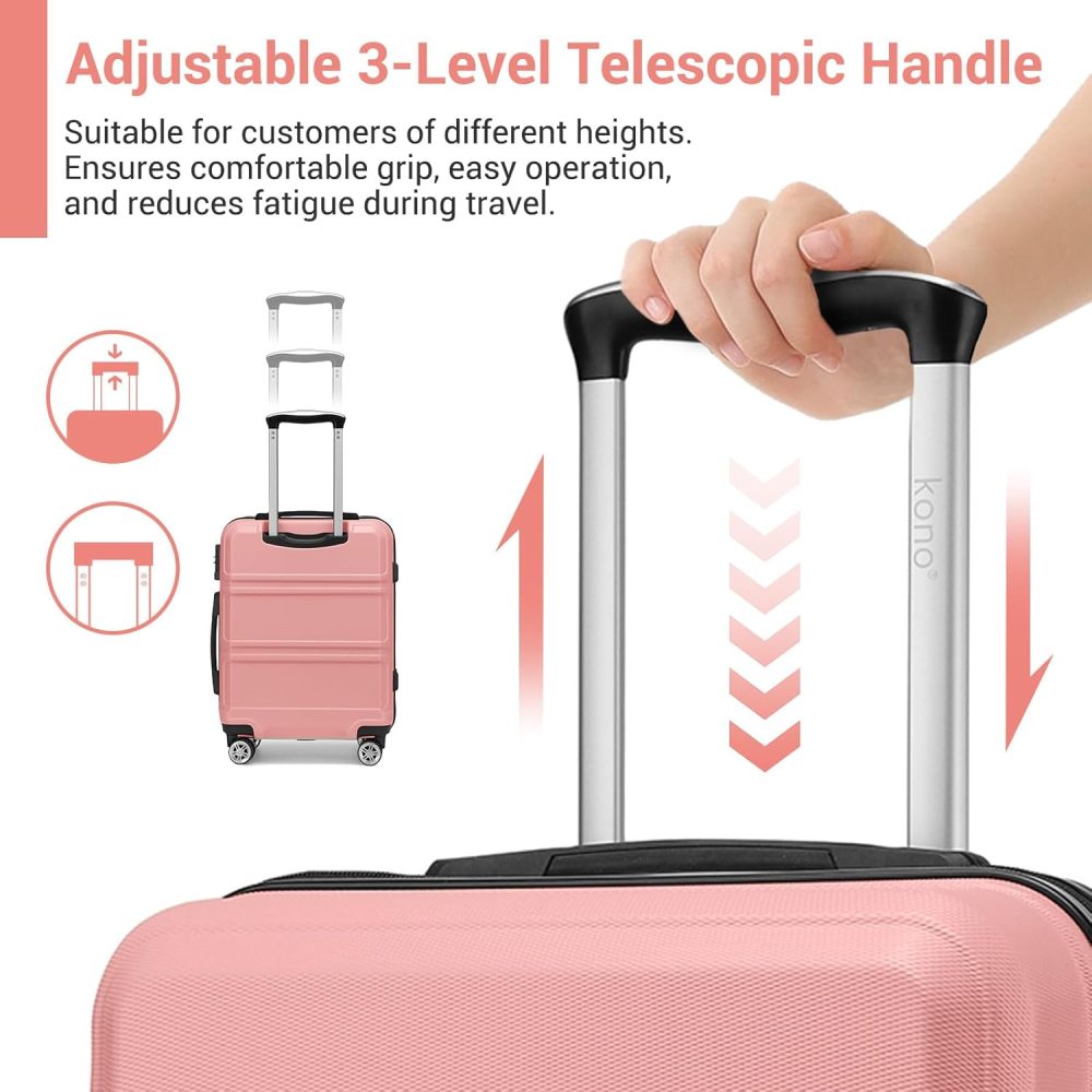 Kono Fashion Hand Luggage Lightweight ABS Hard Shell Trolley Travel Suitcase - Image 40