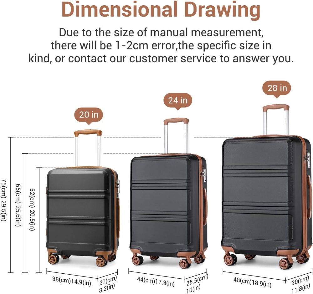 Kono Fashion Hand Luggage Lightweight ABS Hard Shell Trolley Travel Suitcase - Image 113