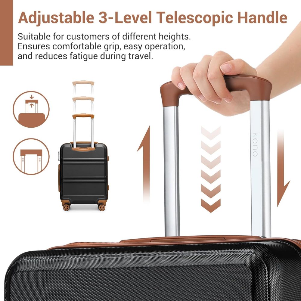 Kono Fashion Hand Luggage Lightweight ABS Hard Shell Trolley Travel Suitcase - Image 117