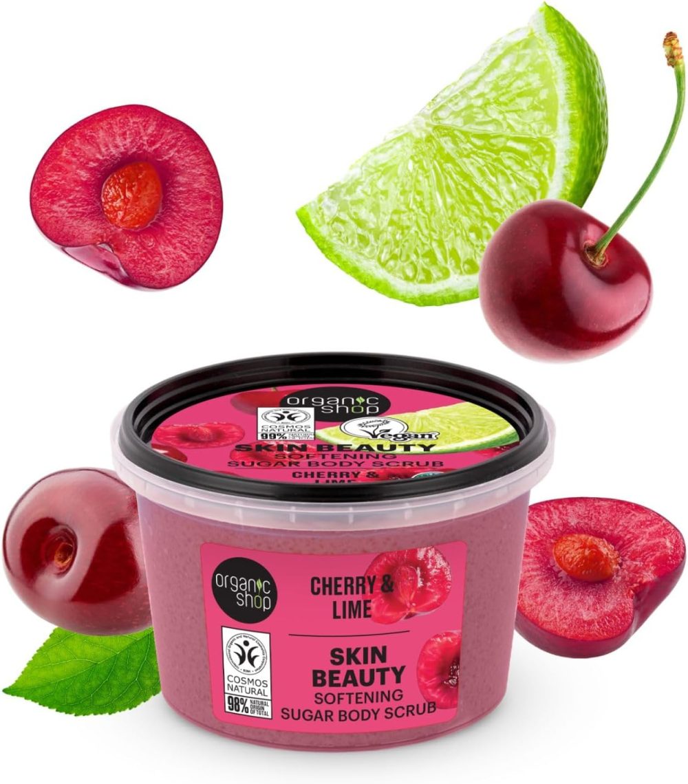 Organic Shop 250ml Body Scrub Skin Beauty Softening Cherry & Lime - Image 161