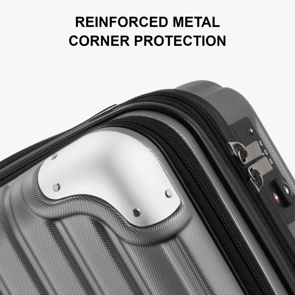 LEVEL8 Carry-on Suitcase 20-Inch with Laptop Compartment, Expandable Hand Luggage Case, ABS+PC Hardshell Spinner Trolley Lightweight 4 Wheels Cabin Size with TSA, Grey - Image 103