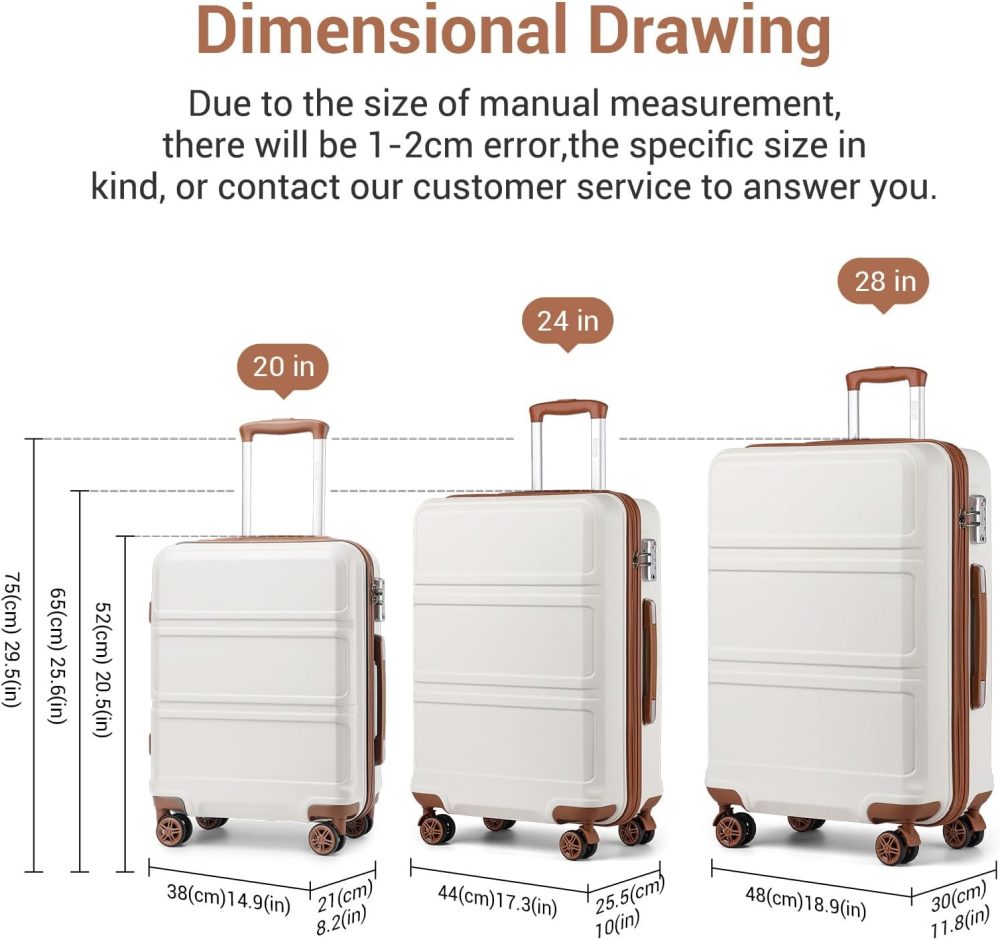 Kono Fashion Hand Luggage Lightweight ABS Hard Shell Trolley Travel Suitcase - Image 89