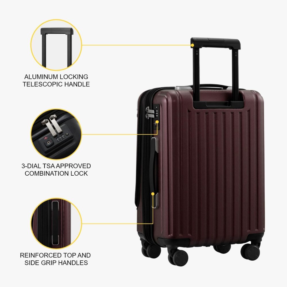 LEVEL8 Carry-on Suitcase 20-Inch with Laptop Compartment, Expandable Hand Luggage Case, ABS+PC Hardshell Spinner Trolley Lightweight 4 Wheels Cabin Size with TSA, Grey - Image 67