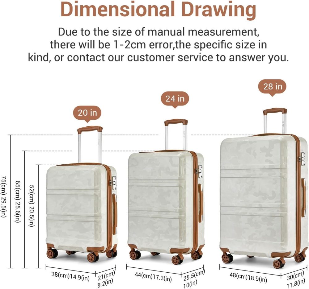 Kono Fashion Hand Luggage Lightweight ABS Hard Shell Trolley Travel Suitcase - Image 43